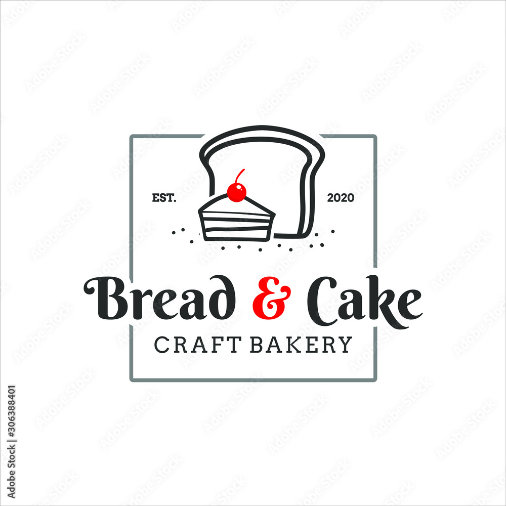 sweet bakery logo ideas simple square badge with cake and bread vector template inspiration sweet bakery logo ideas simple square badge with cake and bread vector template inspiration