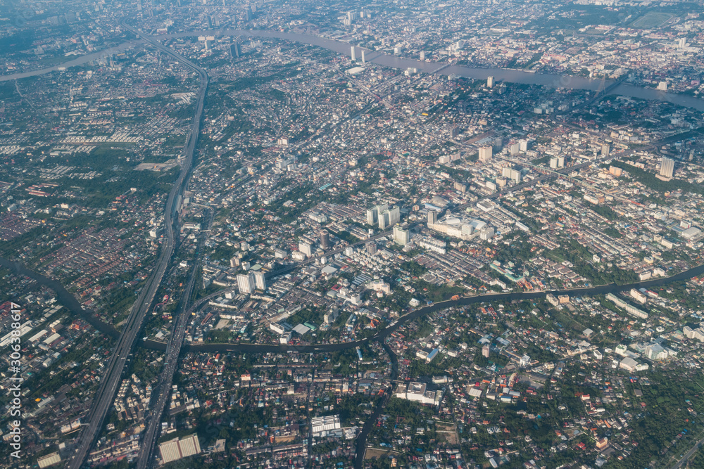 aerial view of Bangkok city Thailand 
