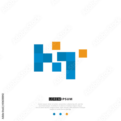 KT K T Logo Monogram with Blue and yellow Colors. modern letter logo design