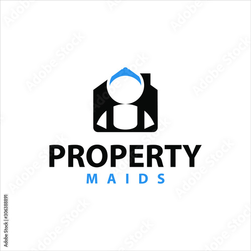 house care logo simple modern home and maid vector for design template