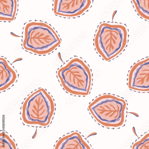 Floral Leaf Motif Watercolor Background. Seamless Vector Pattern Pastel on Wh...