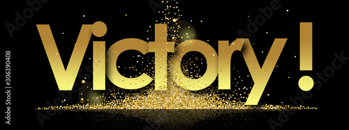 victory in golden stars background