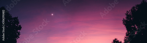 Crescent moon and beautiful sky in the evening © artrachen