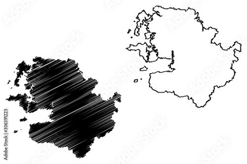 Mayo County Council (Republic of Ireland, Counties of Ireland) map vector illustration, scribble sketch Mayo map..