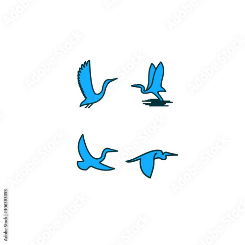 4 simple flying swan vector logos