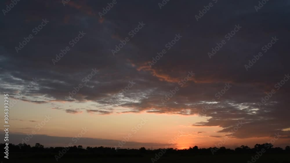 sunset on paddy field in Thailand countryside at evening sunset on paddy field in Thailand countryside at evening