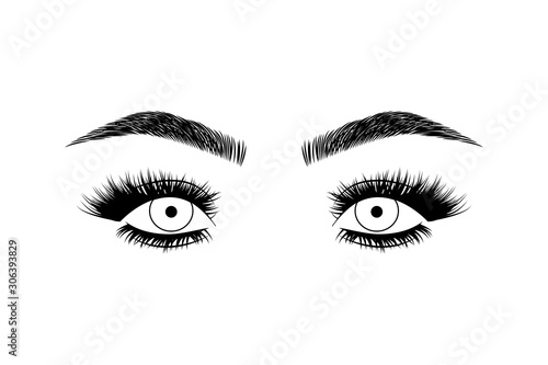 Eyebrows and eyelashes extensions vector logo for beauty studio