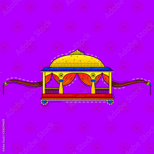 illustration of desi (indian) art style palanquin.