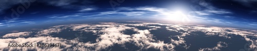 Heaven, panorama of the cloud, flying in the clouds, the earth from orbit. 3d rendering. © ustas