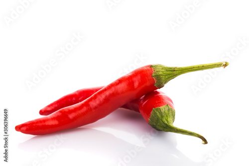 Red chilli peppers isolated on white