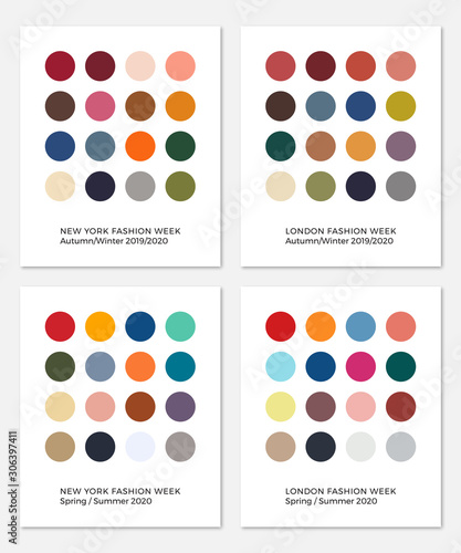 Autumn/Winter 2019/2020, Spring/Summer 2020 trend color palettes templates. fasshion vector illustration easy to edit and customize. eps 10