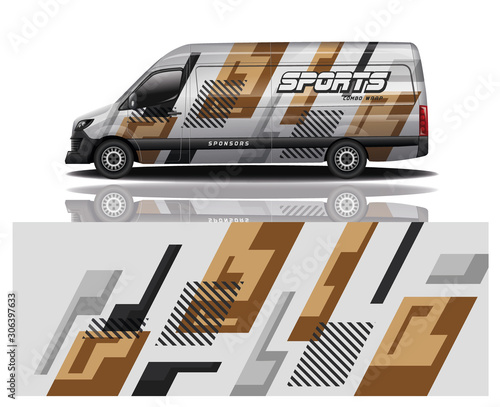 van car decal wrap design vector