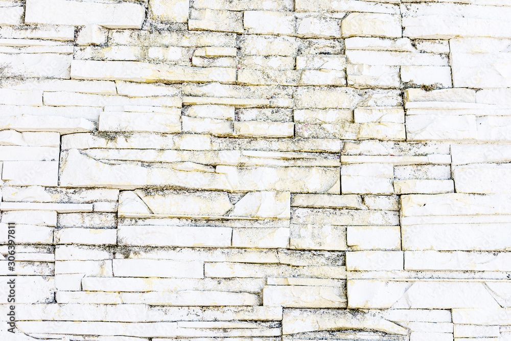 Fototapeta premium White artificial stone, old brick wall, texture, abstract background