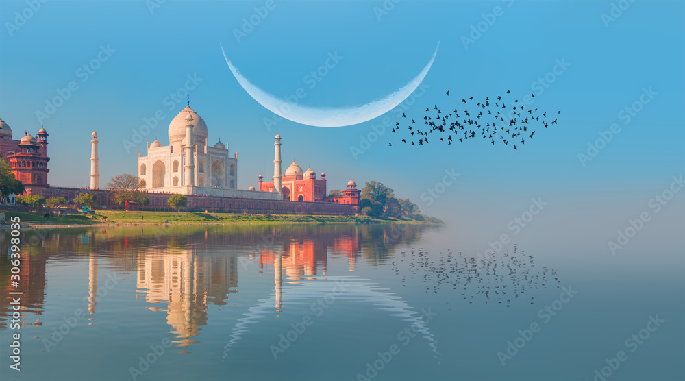  Taj Mahal - Famous architectural monument. Agra, India