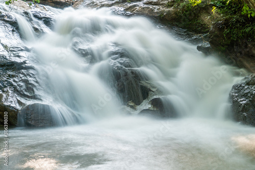 waterfall with stone