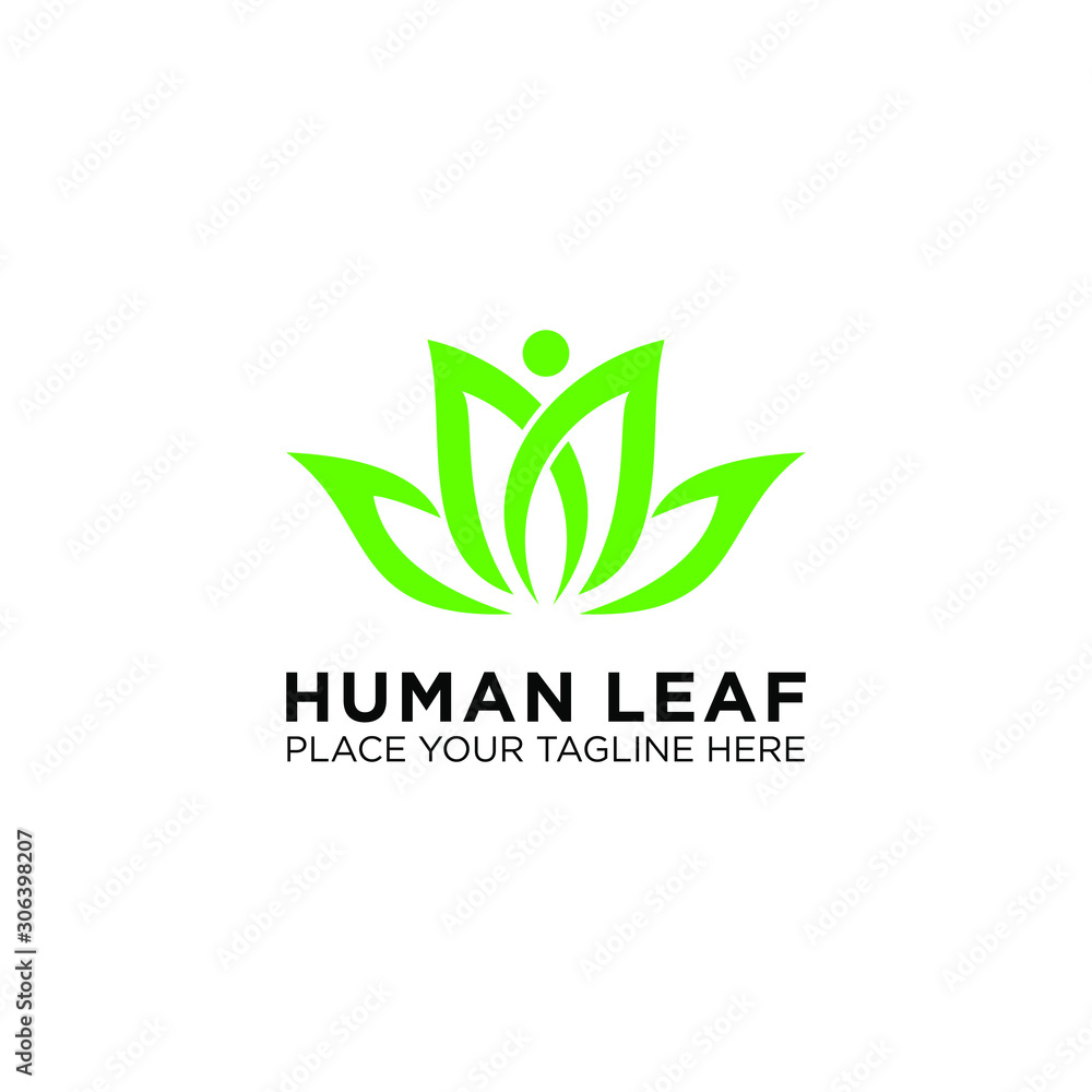 human with leaf  logo templlates. people with leaf logo