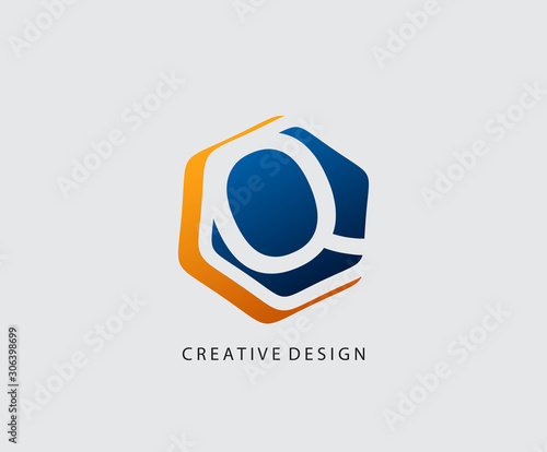 Q Letter Hexagon Technology Logo Icon Design.