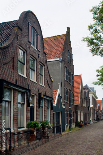 Photography View of historical, traditional and typical houses in Edam