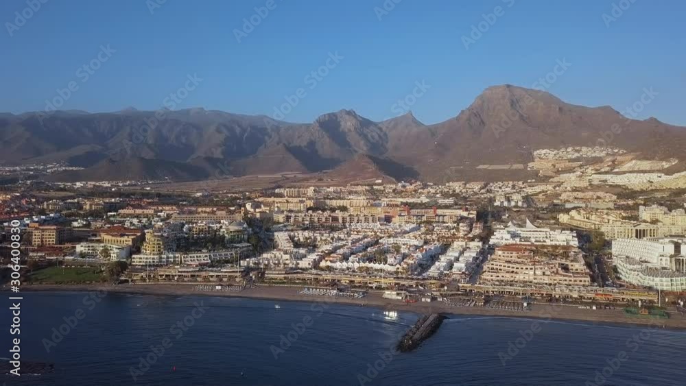 Aerial panorama of Playa de las Americas resort and Playa de Fanabe beach, Tenerife, Canary islands, Spain. Aerial panorama of Playa de las Americas resort and Playa de Fanabe beach, Tenerife, Canary islands, Spain.
