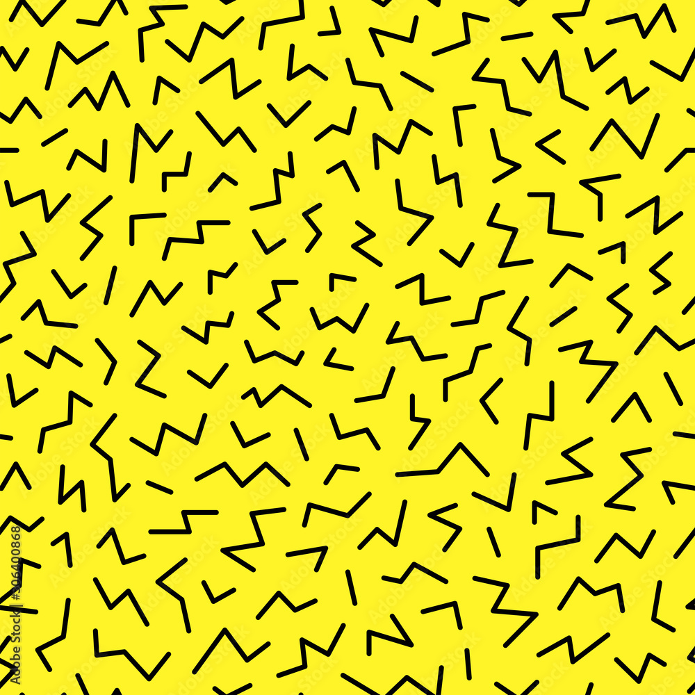 Black zigzag line pattern on yellow background Black zigzag line pattern on yellow background