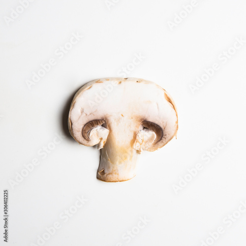 a slice of mushroom isolated on white background