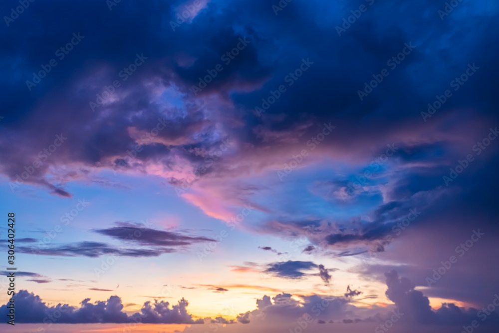 Beautiful evening sky with clouds, sunset.