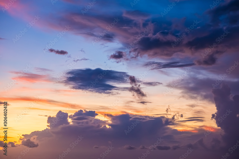 Fototapeta premium Beautiful evening sky with clouds, sunset.