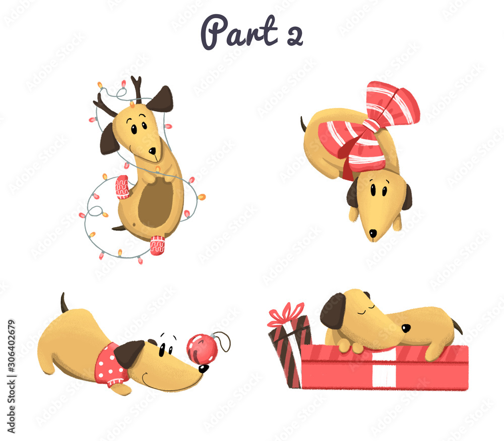 New Year Dog Stiker Set part 2 New Year Dog Stiker Set part 2