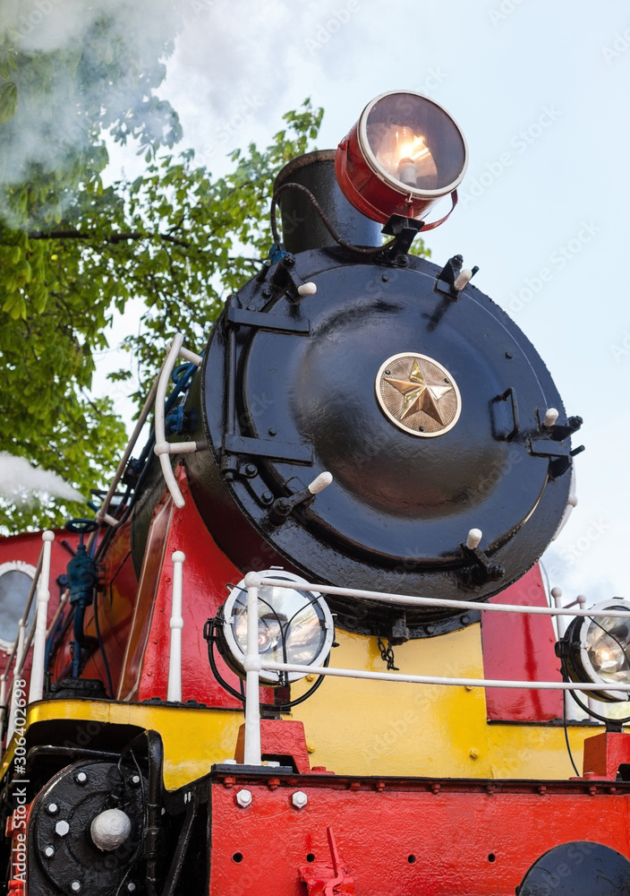 Fototapeta premium Old soviet steam locomotive