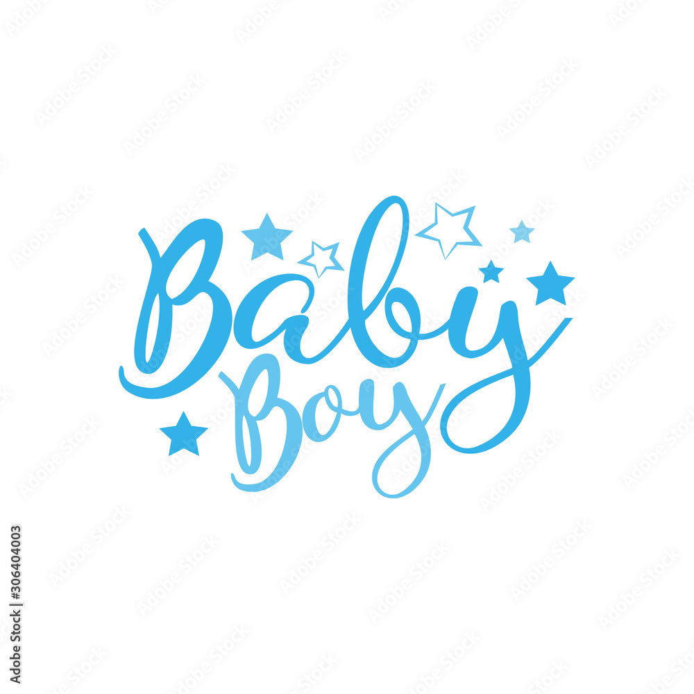 Baby Boy- calligraphy text, with stars. Good for greeting card and t-shirt print, poster, Baby shower design. Baby Boy- calligraphy text, with stars. Good for greeting card and t-shirt print, poster, Baby shower design.