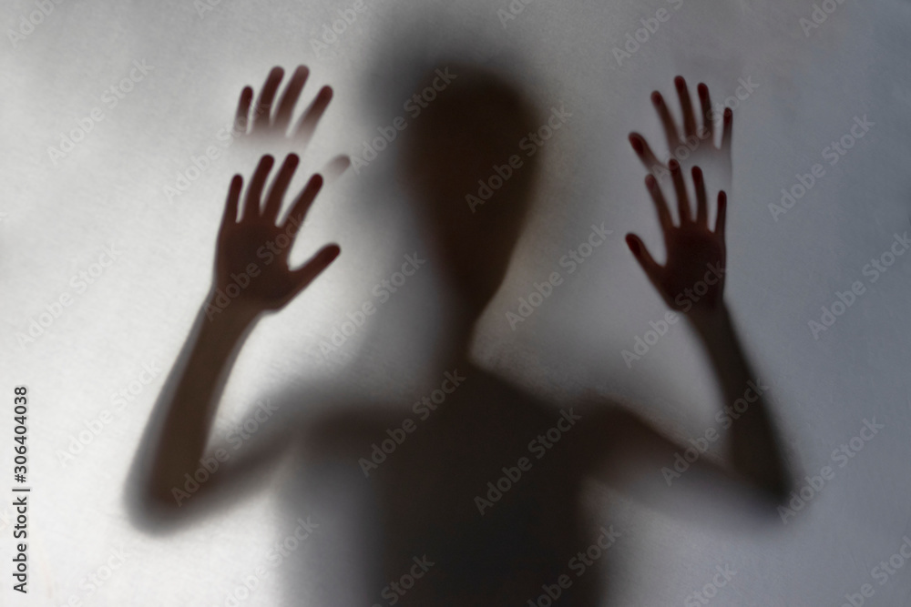 the cloth. close-up. hands behind the fabric they flicker and double the cloth. close-up. hands behind the fabric they flicker and double