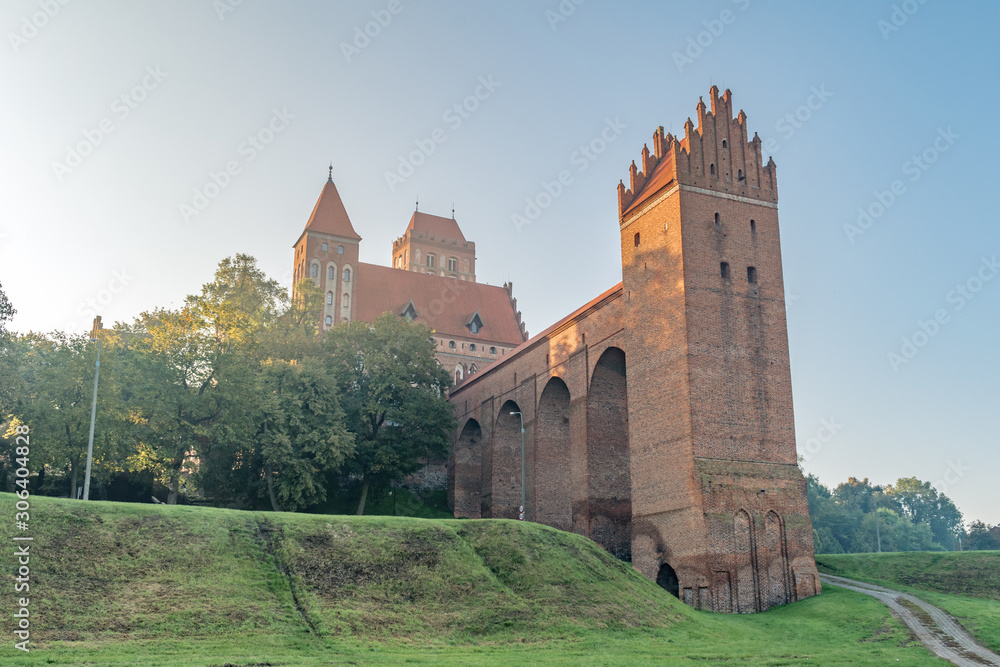 Morning view of castle arcs of Teutonic Order Castle in Kwidzyn, Poland.