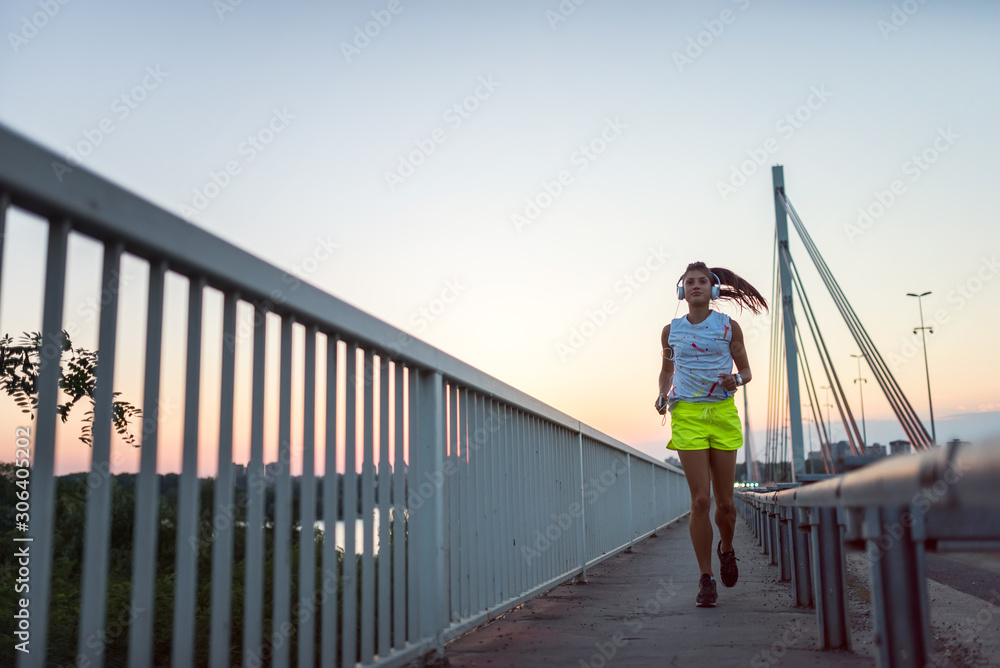 jogging, fitness, girl, run, woman, bridge, sunset, athlete, workout, beautiful, young, healthy, exercise, lifestyle, runner, female, fit, sport, outdoor, training, city, person, outside, jogger, wome