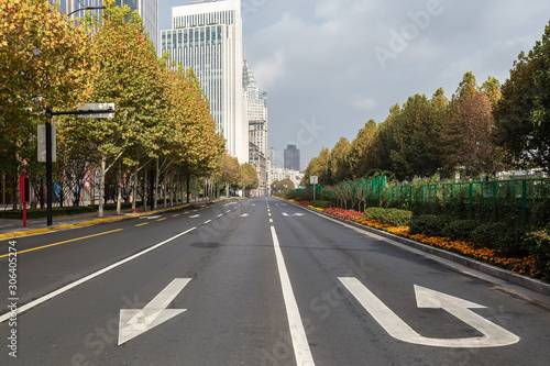 asphalt road in the city of shanghai. © duan