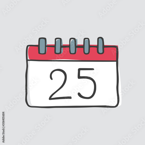 Christmas calendar  in doodle sketch style.