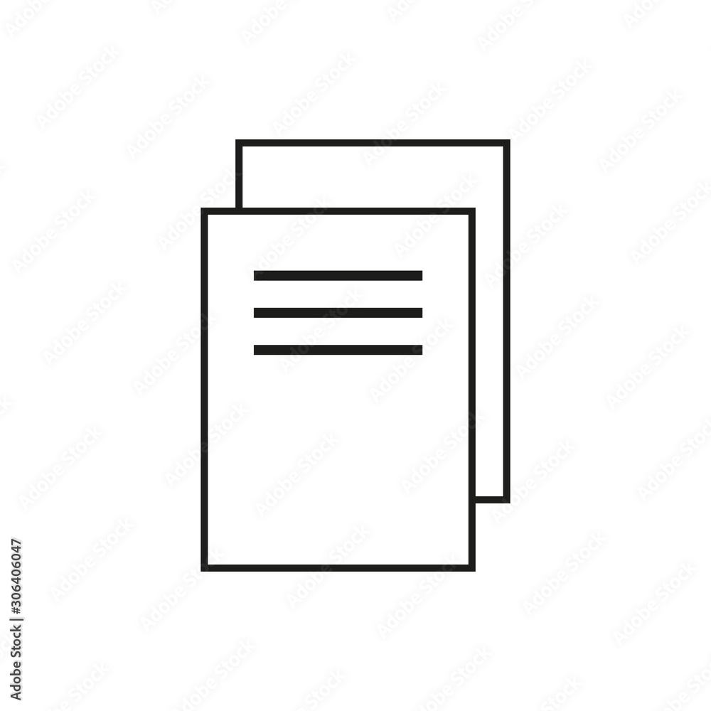 Multiple documents black vector icon isolated on white background Multiple documents black vector icon isolated on white background