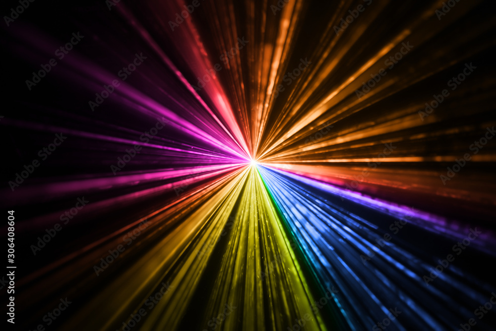 Multicolor laser light beams rainbow taken dark room Stock Illustration | Adobe Stock