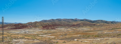 Panorama of Painted Hills in Eastern Oregon during the day