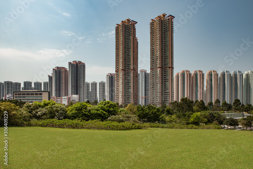 A panorama picture of a building complex in a hong kong suburban area - HK