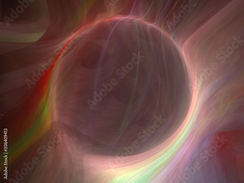 Abstract Spherical Bubble 3D Illustration - Colorful gradients of light warped into the shape of a sphere. Brilliant glowing lights, soft gradients, rainbow color spectrum