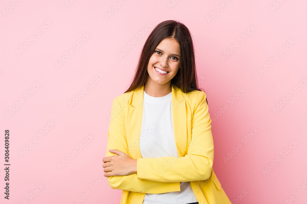 Young business woman laughing and having fun. Young business woman laughing and having fun.