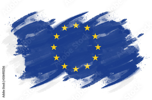 European Flag painted with brush