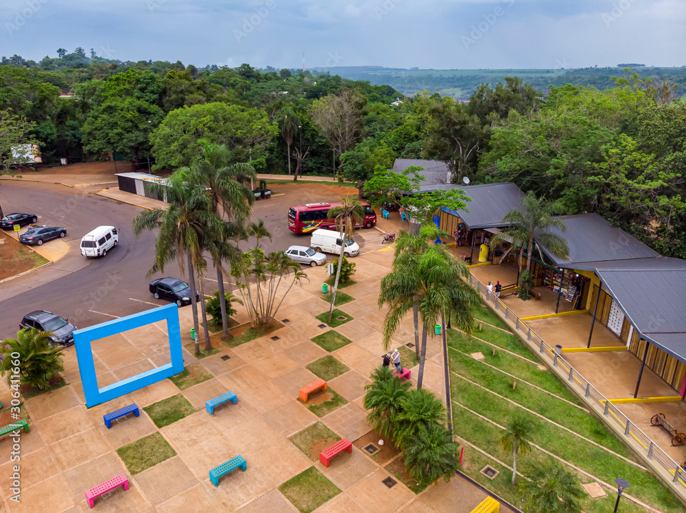 Foto Aérea Triplice Fronteira Brasil Argentina Paraguai Stock Photo