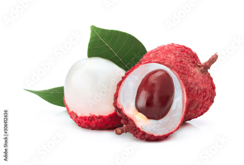Fresh lychee isolated on white background photo