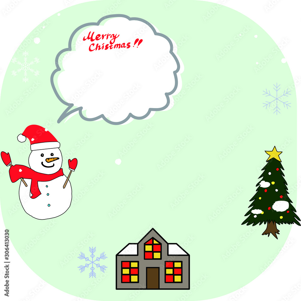 A greeting card for Christmas holidays with snowman 