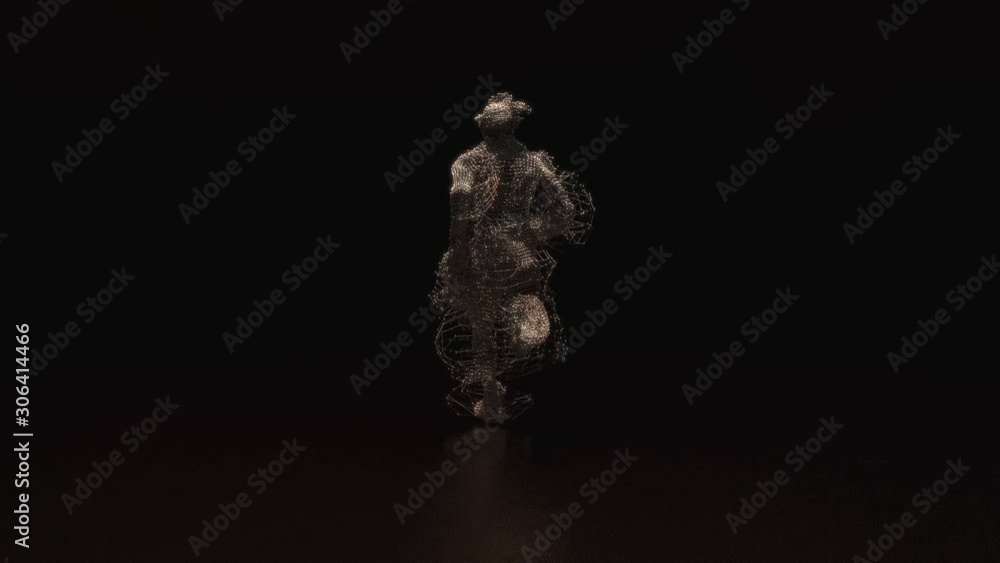 3d animation of a dark character running