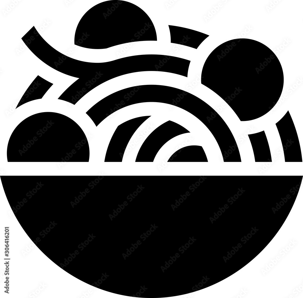 Bowl Of Spaghetti With Meatballs Vector Icon Bowl Of Spaghetti With Meatballs Vector Icon