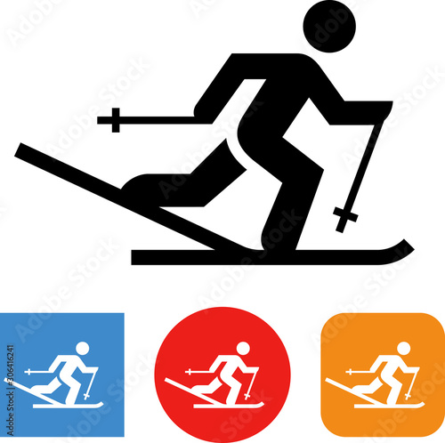 Cross Country Skier Vector Icon photo