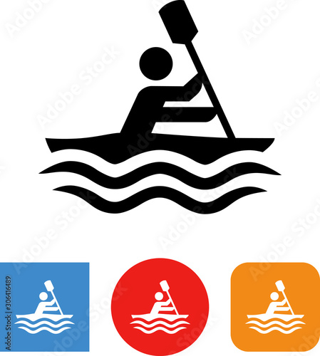 Person Sitting In Kayak With Waves Vector Icon
