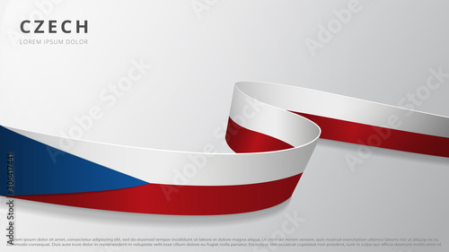 Flag of Czech Republic. Realistic wavy ribbon with Czech flag colors. Graphic and web design template. National symbol. Independence day poster. Abstract background. Vector illustration.